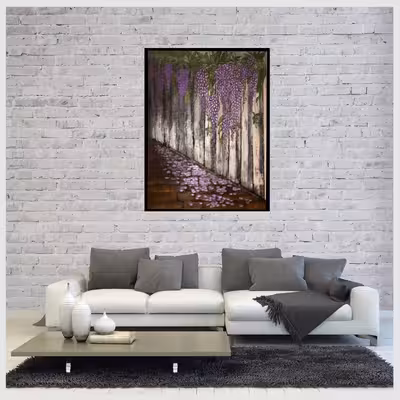 تابلو نقاشی اکریلیک طرح خوشه های اقاقیا