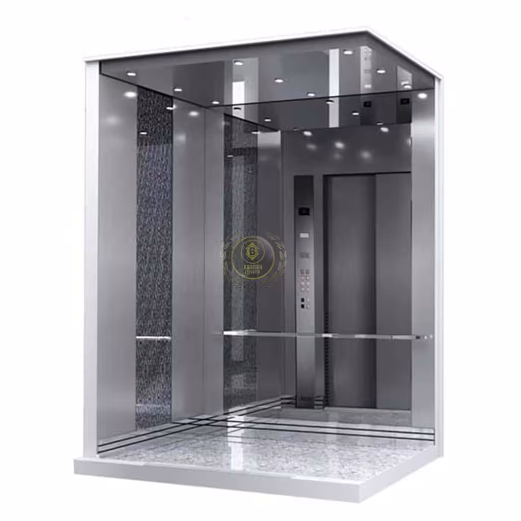 کابین آسانسور استیل نقره ای کد 10216