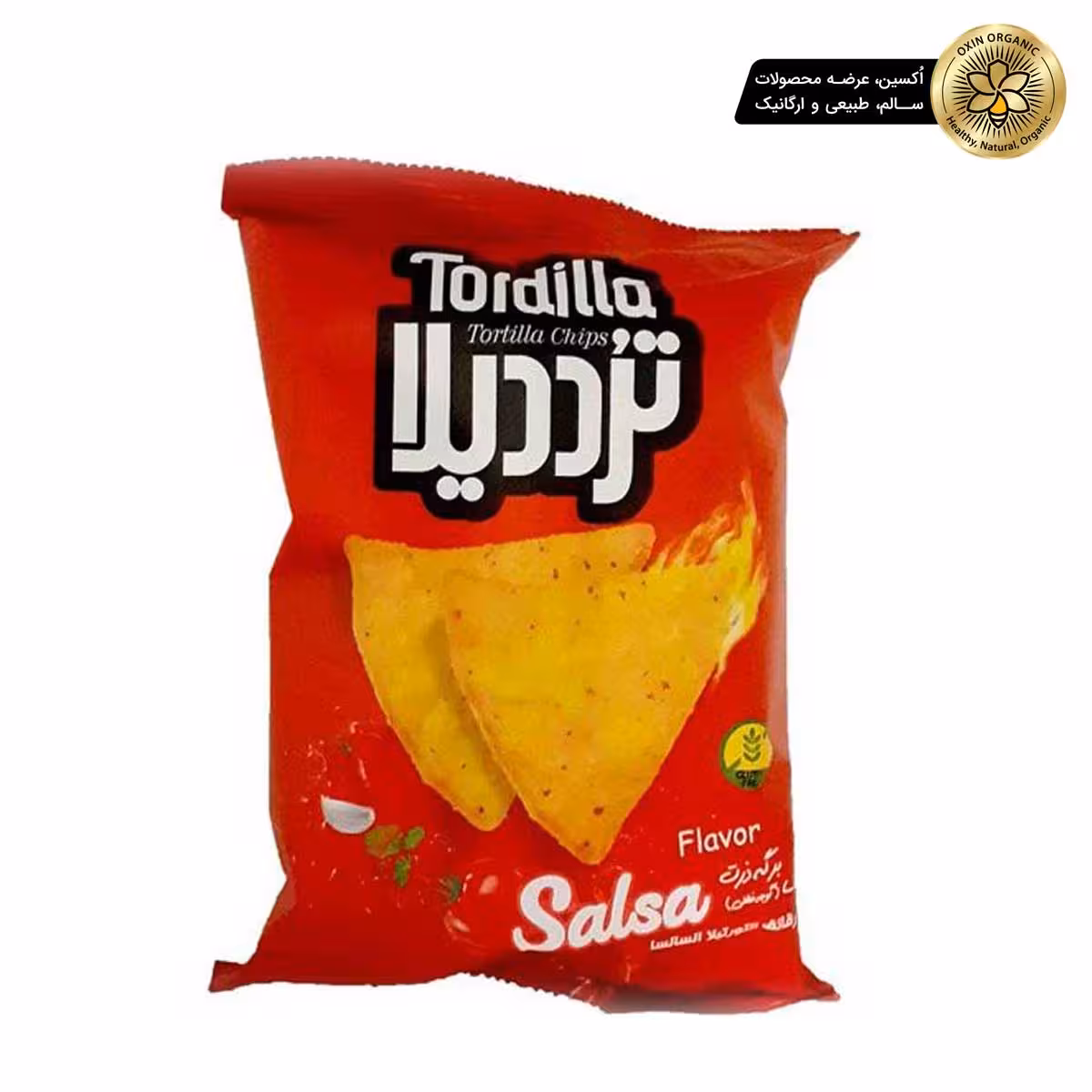 برگه ذرت سالسا(گوجه فلفلی)فاقدگلوتن100گرم ترددیلاTordilla gluten-free Salsa (tomato & chili pepper) corn chips 100g