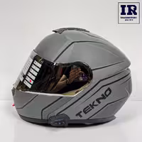 کلاه کاسکت بلوتوث دار فک متحرک تکنو Tekno - طوسی مات   BT12