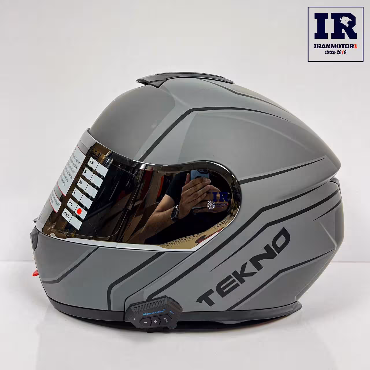 کلاه کاسکت بلوتوث دار فک متحرک تکنو Tekno - طوسی مات   BT12