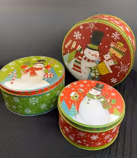 قوطی فلزی کریسمس 3 تیکه آدم برفی ها 413-23