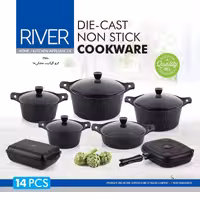 سرویس قابلمه گرانیتی 14 پارچه مشکی ریور RIVER کد 3780