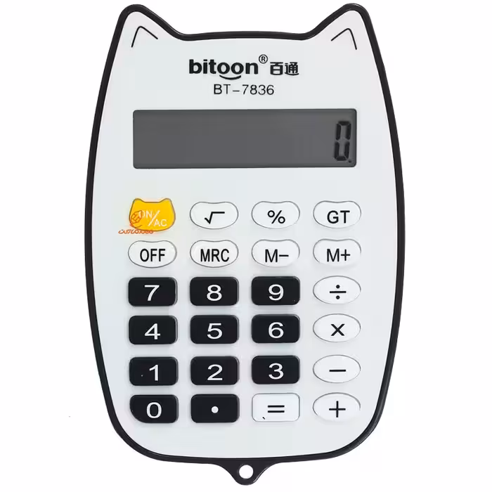 ماشین حساب فانتزی 12 رقمی 7836 طرح گربه مشکی BITOON