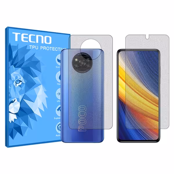 گلس صفحه نمایش و پشت گوشی شیائومی Poco X3 Pro مدل هیدروژلی مات برند تکنو کد SS