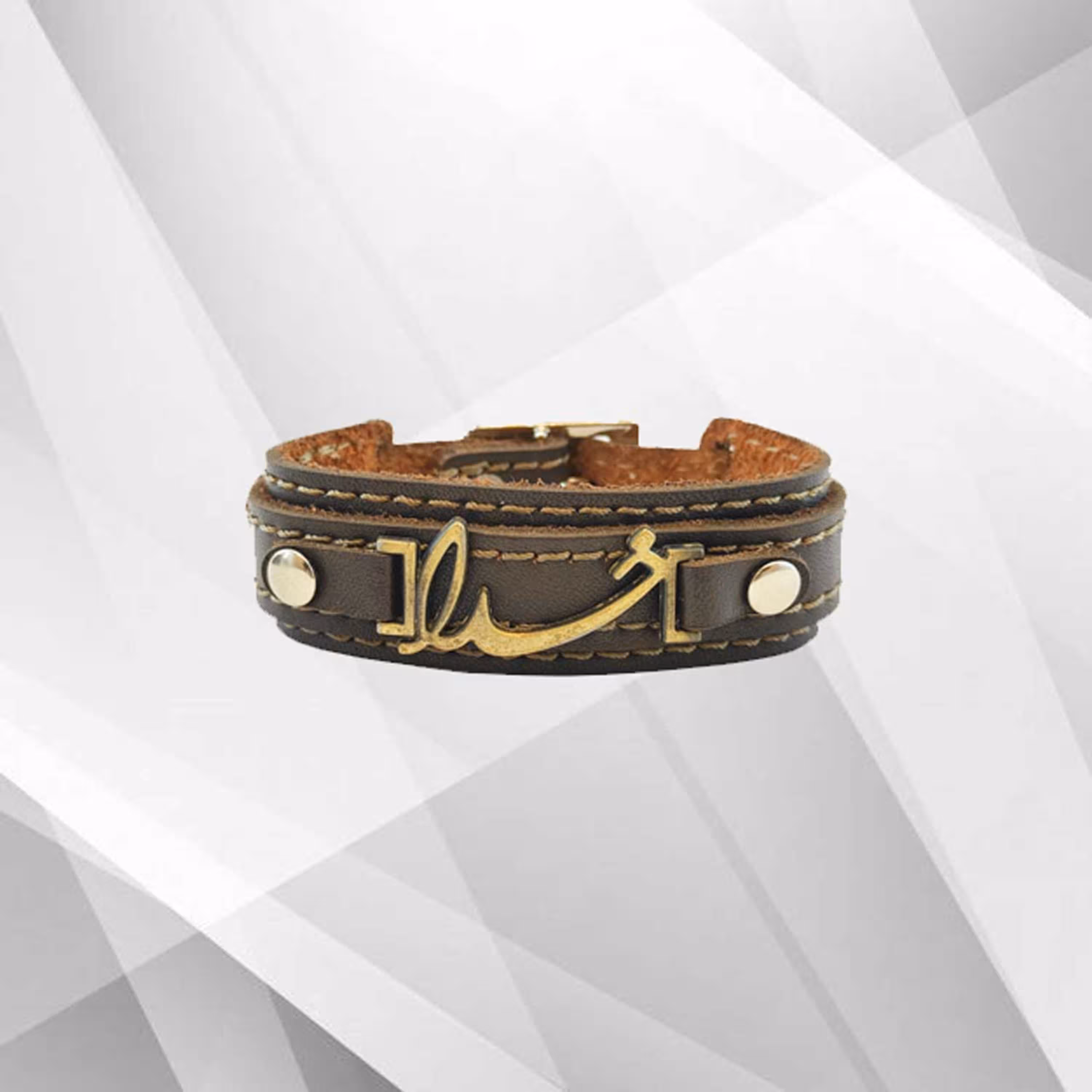 دستبند چرم طبیعی با پلاک خدا