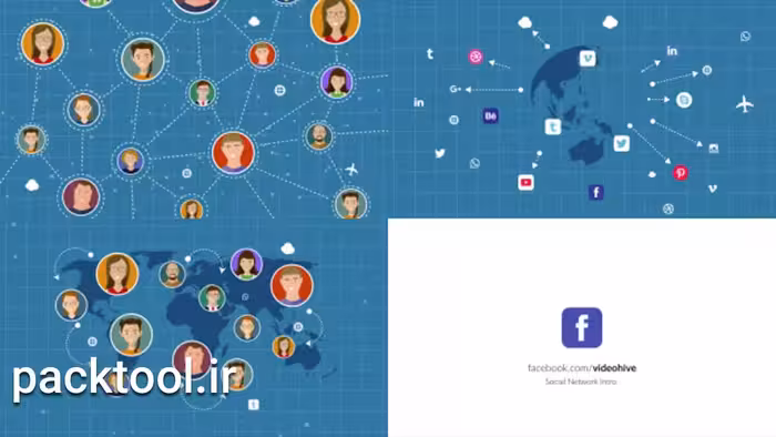 پروژه آماده اینترو شبکه های اجتماعی افتر افکت Social Network Intro - پک تول