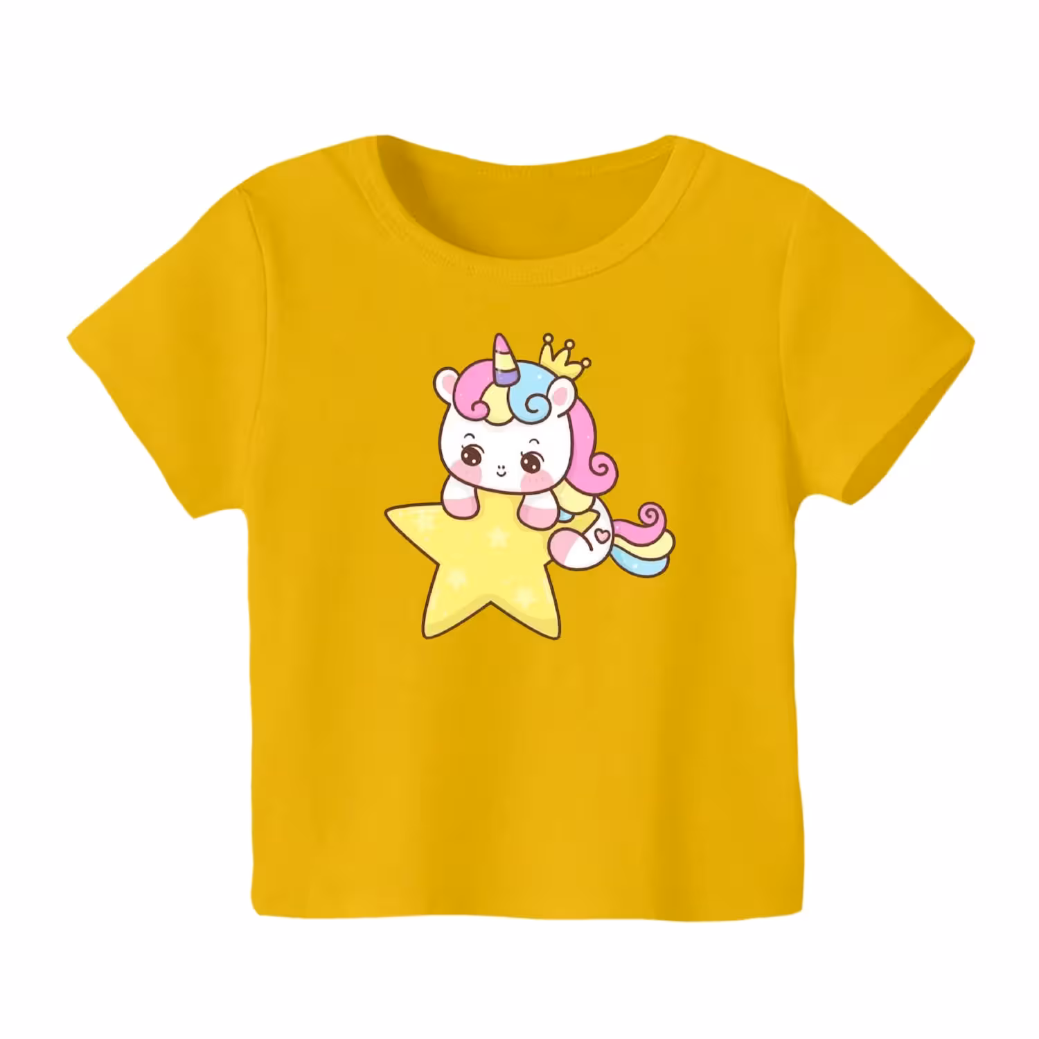 تی شرت آستین کوتاه بچگانه مدل یونیکورن کد 10 رنگ زرد
