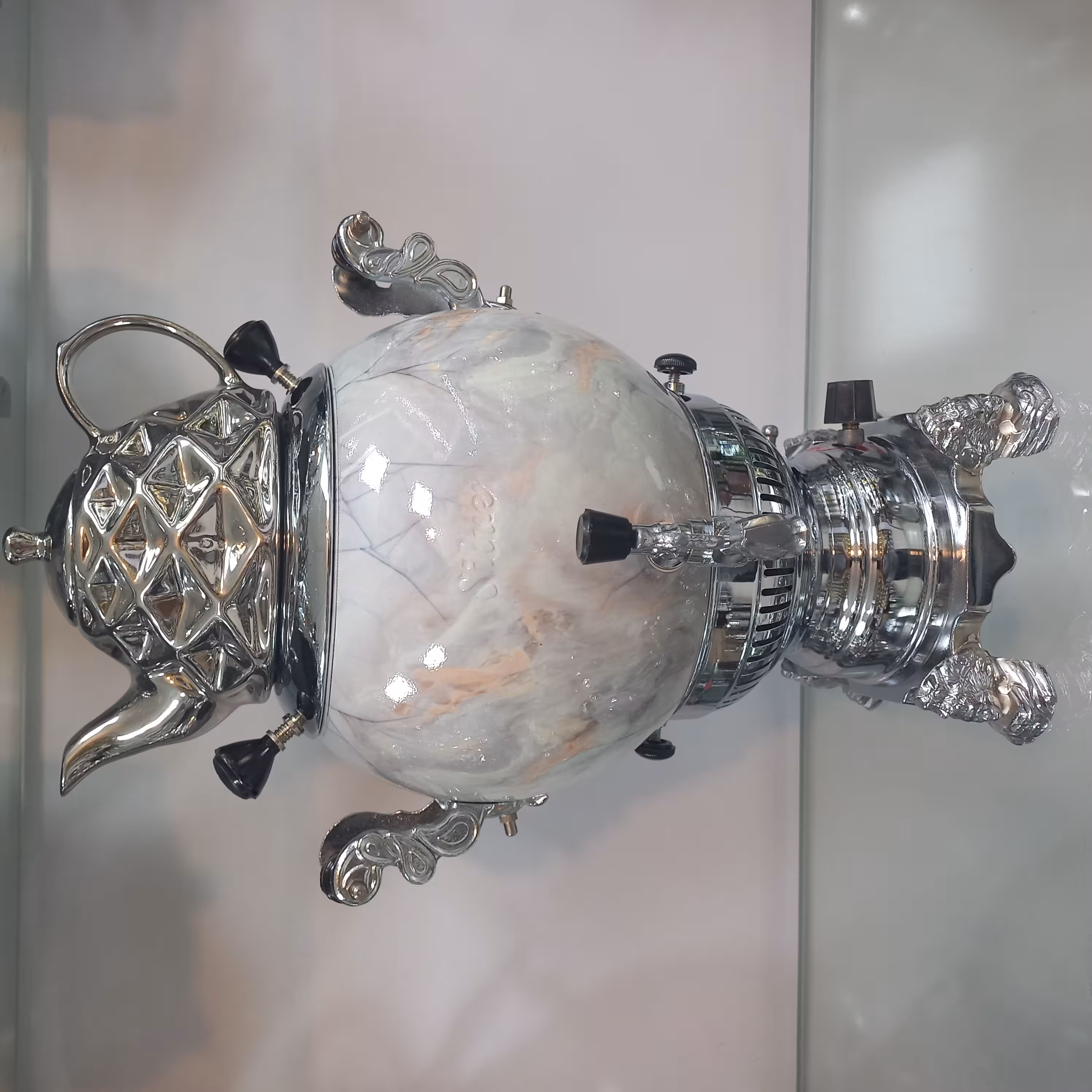 سماور گازی سیلور مدل سنگی کروم کد 4052