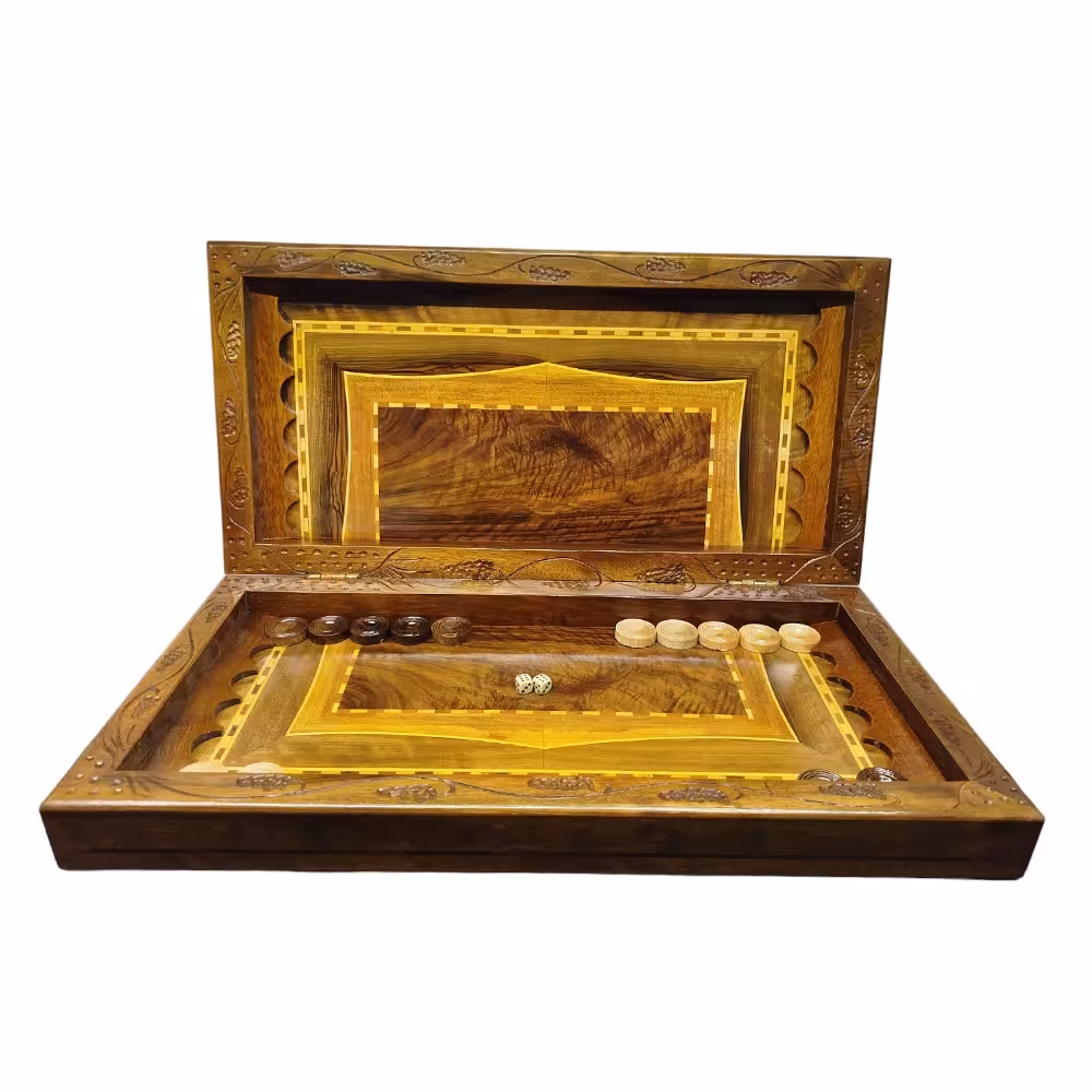تخته نرد منبت کاری طرح سیمرغ کد T109