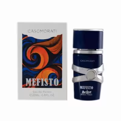 عطر کوچک مردانه جسیکا JESSICA TWAIN رایحه کازاموراتی مفیستو CASOMORATI حجم 25 میلی لیتر
