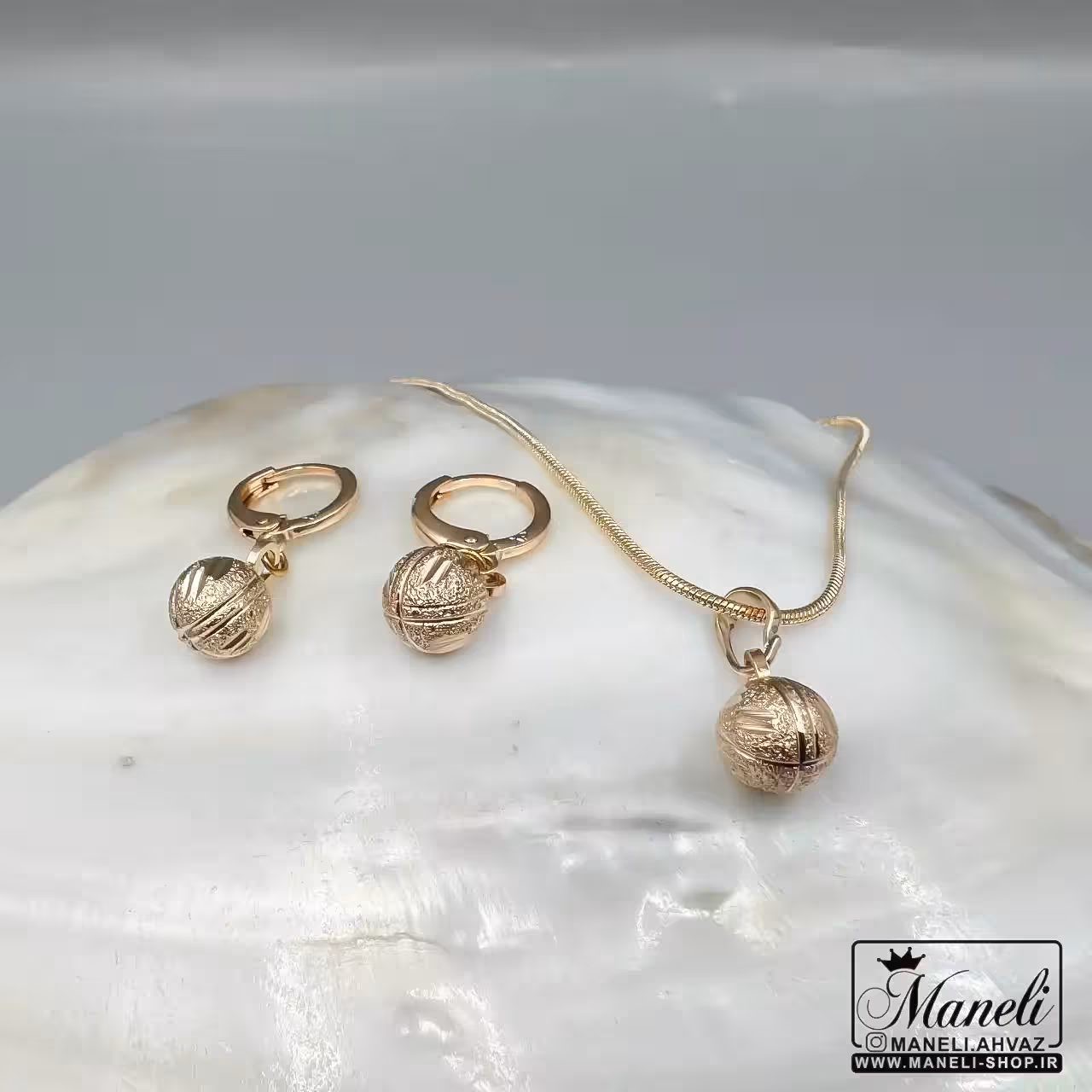 نیم ست ژوپینگ ظریف مشابه گوی بدون نگین|14040445