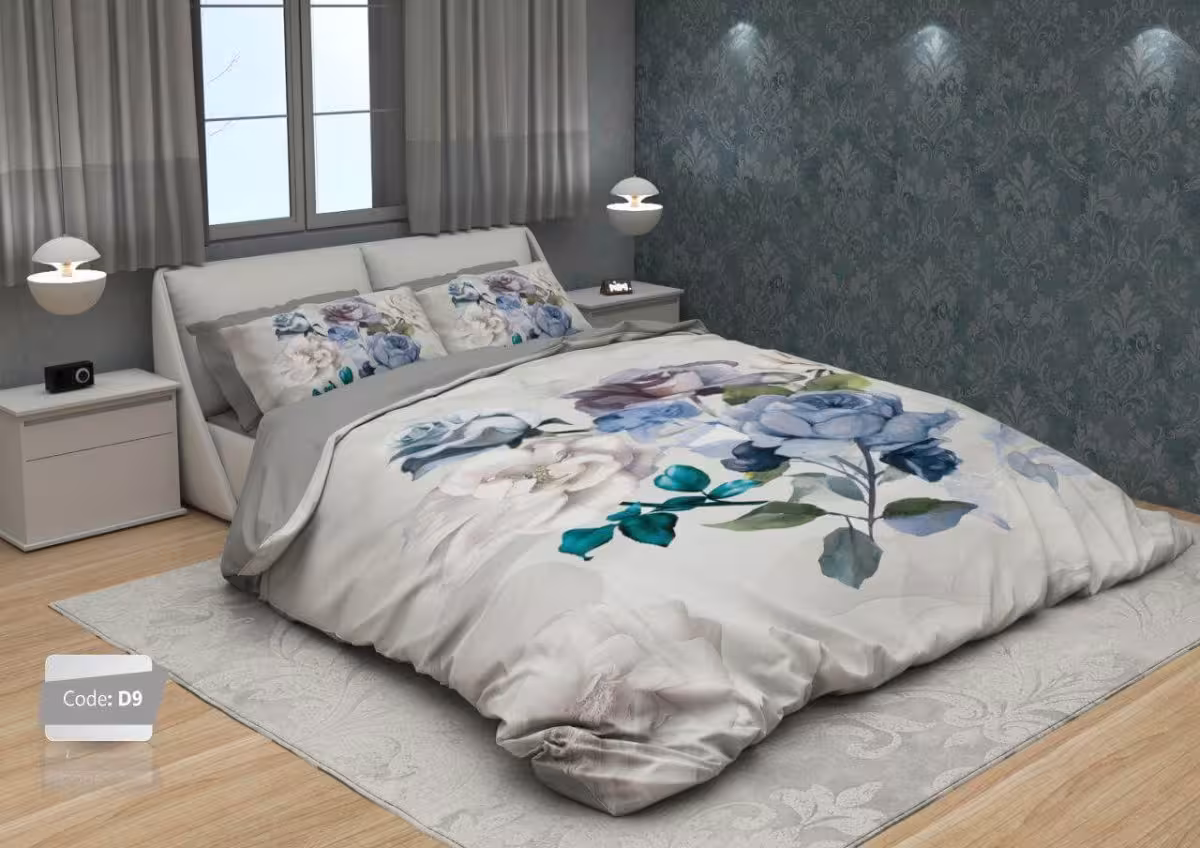 روتختی مدل بوته رز کد D9 یک نفره 4 تکه