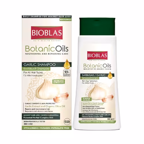 شامپو بیوبلاس Bioblas حاوی عصاره سیر مناسب انواع مختلف مو حجم 360ml