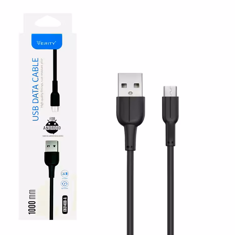 کابل دیتا و شارژ اندروید VERITY مدل 3140 مشکی