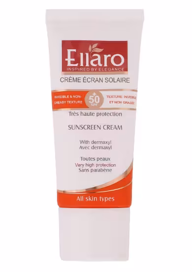 الارو ضد آفتاب بدون رنگ مناسب انواع پوست 50 میلی‌لیترSPF50 ELLARO