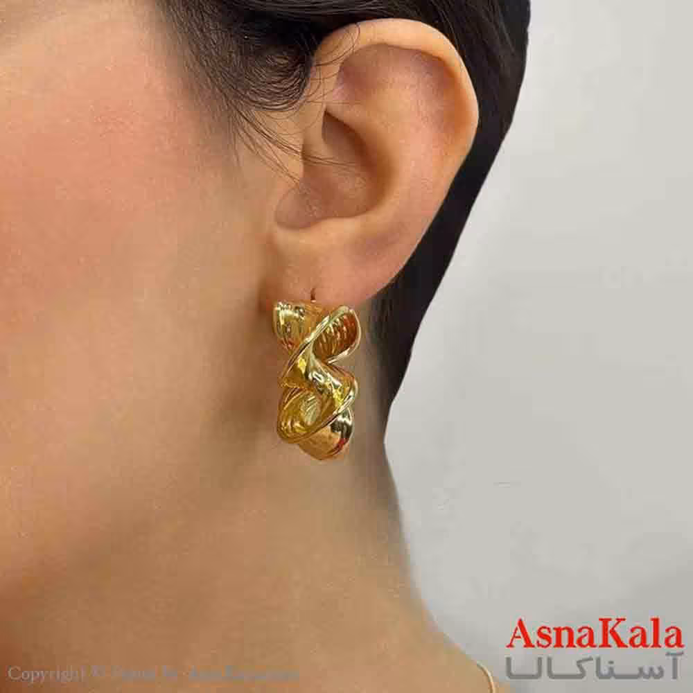 گوشواره دخترانه مینیمال طرح حلقه ای مدور رنگ طلایی کد GSH151838W