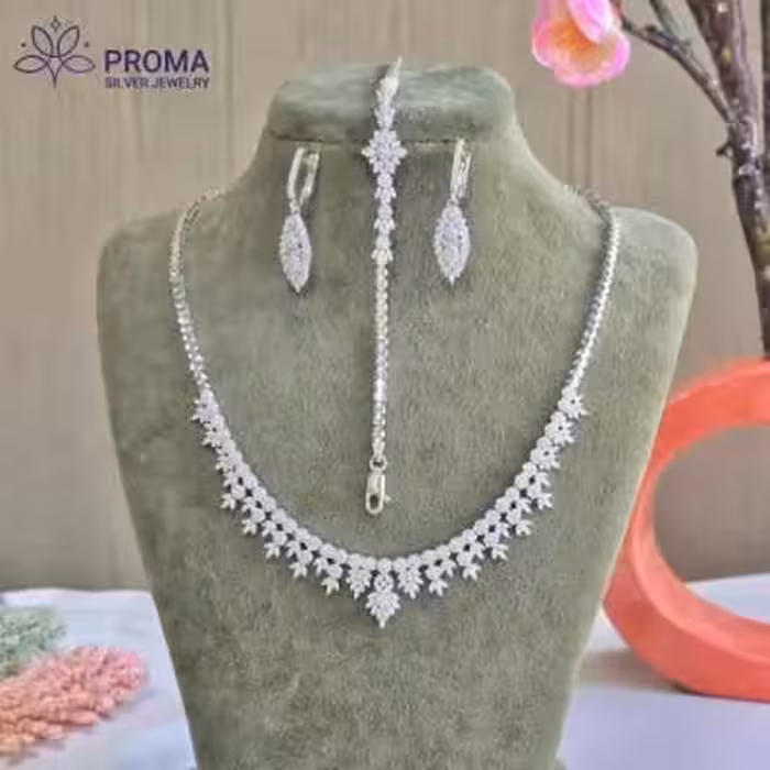 سرویس نقره زنانه جواهری مدل PRM84