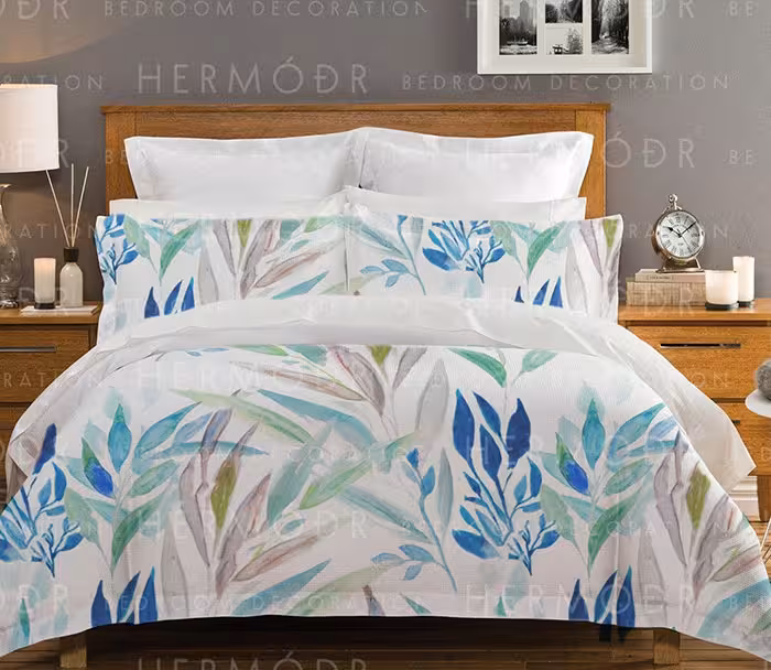 روتختی دونفره مخمل 8 تکه طرح اقیانوس آبی هرمدر