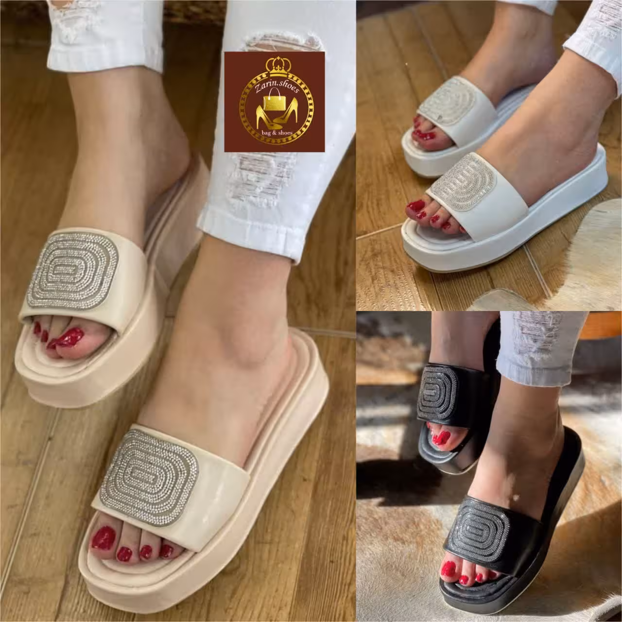 صندل دمپایی روفرشی نگینی زنانه  F 28