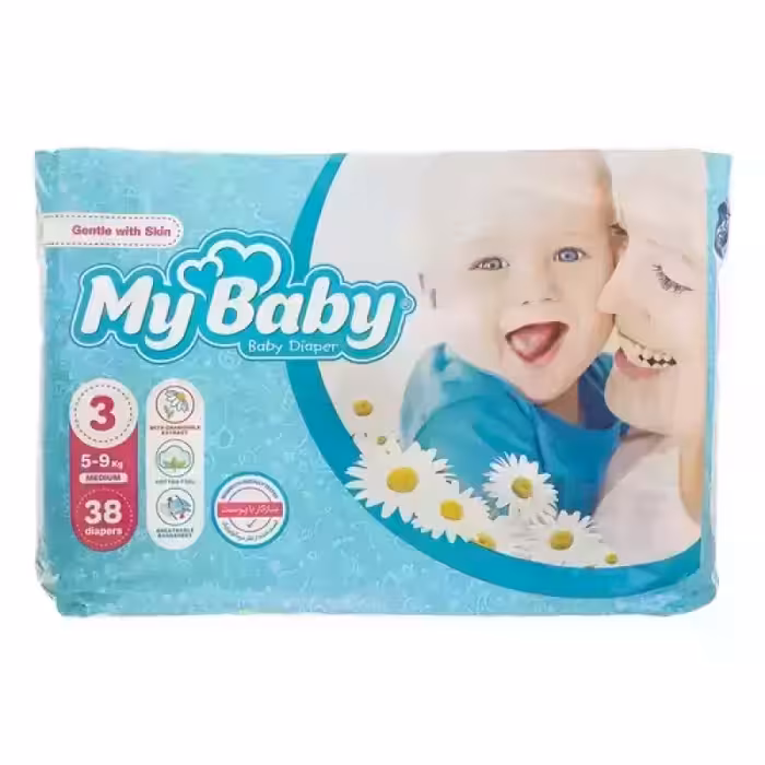 پوشک بچه مای بیبی چسبی سایز 3 بسته 38 تایی در فاطرشاپ
