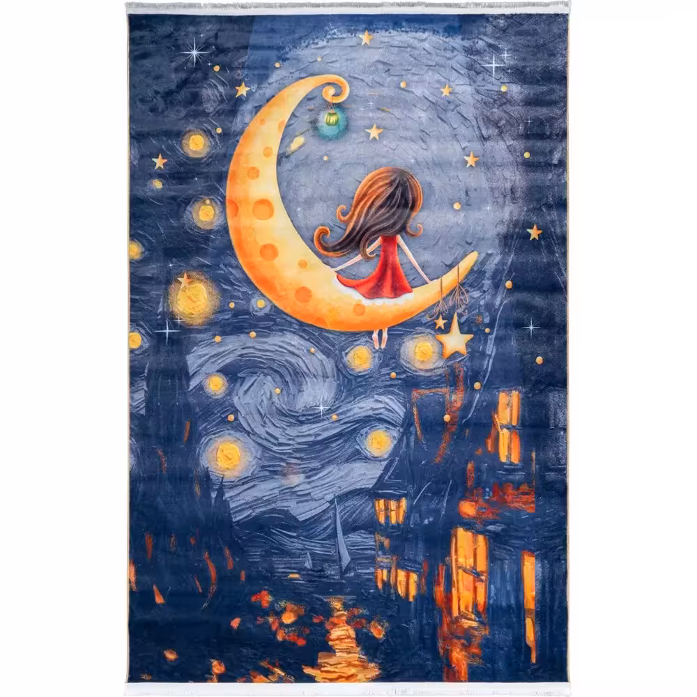 فرش کودک طرح دختر ماه کد 25KM0050