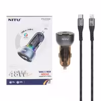شارژر فندکی فست Nitu مدل NDC41 48W به همراه کابل شارژ Type-C To Lightning