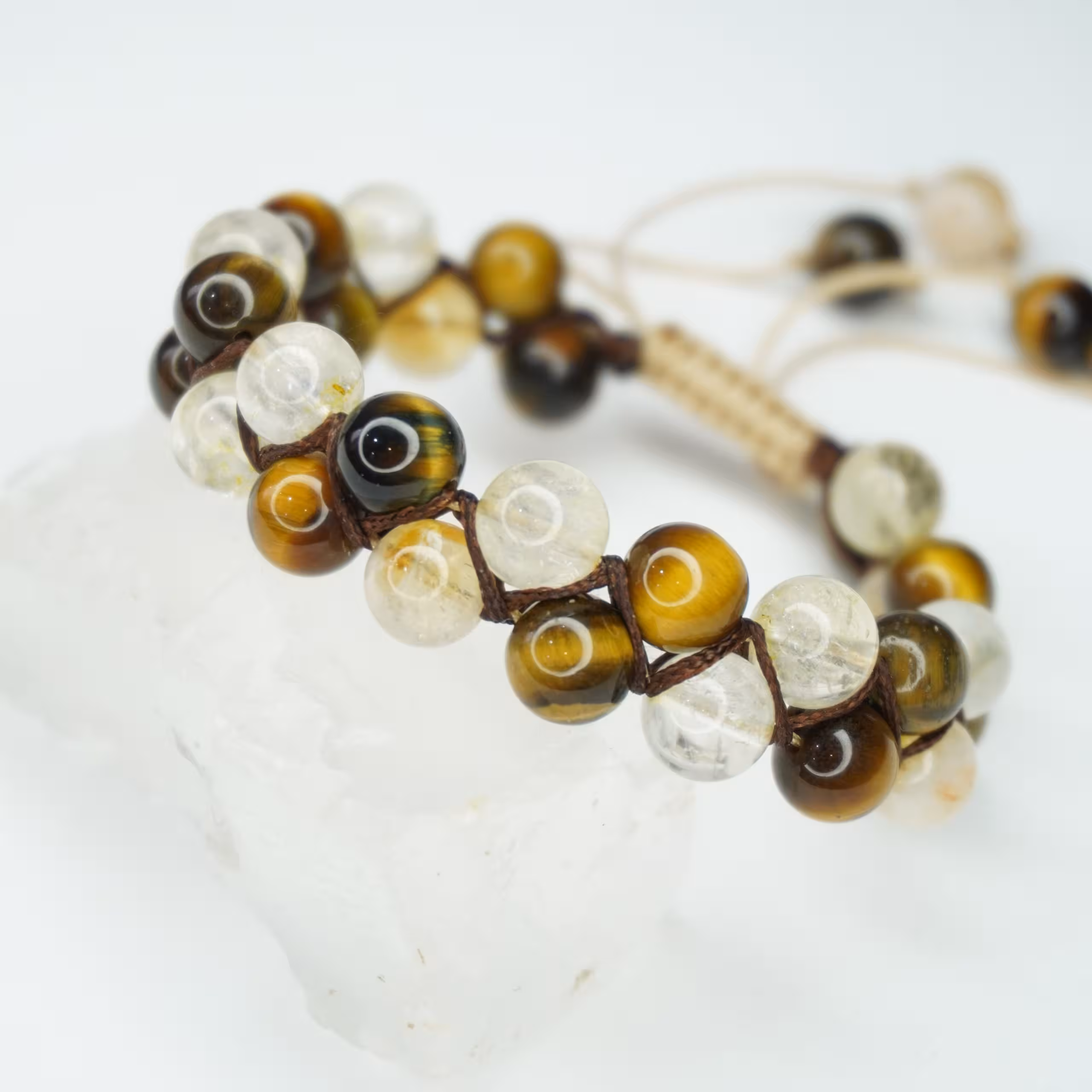 دستبند بافت سیترین وچشم ببر ورز کریستال 310199