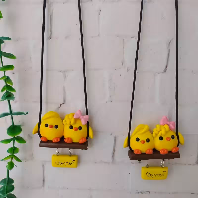 آویزماشین جوجه دوتایی مو زرد | amazonchi