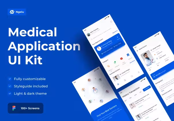 کیت UI پزشکی آی‌اواس برای طراحی اپلیکیشن‌های بهداشتی | Ngelu