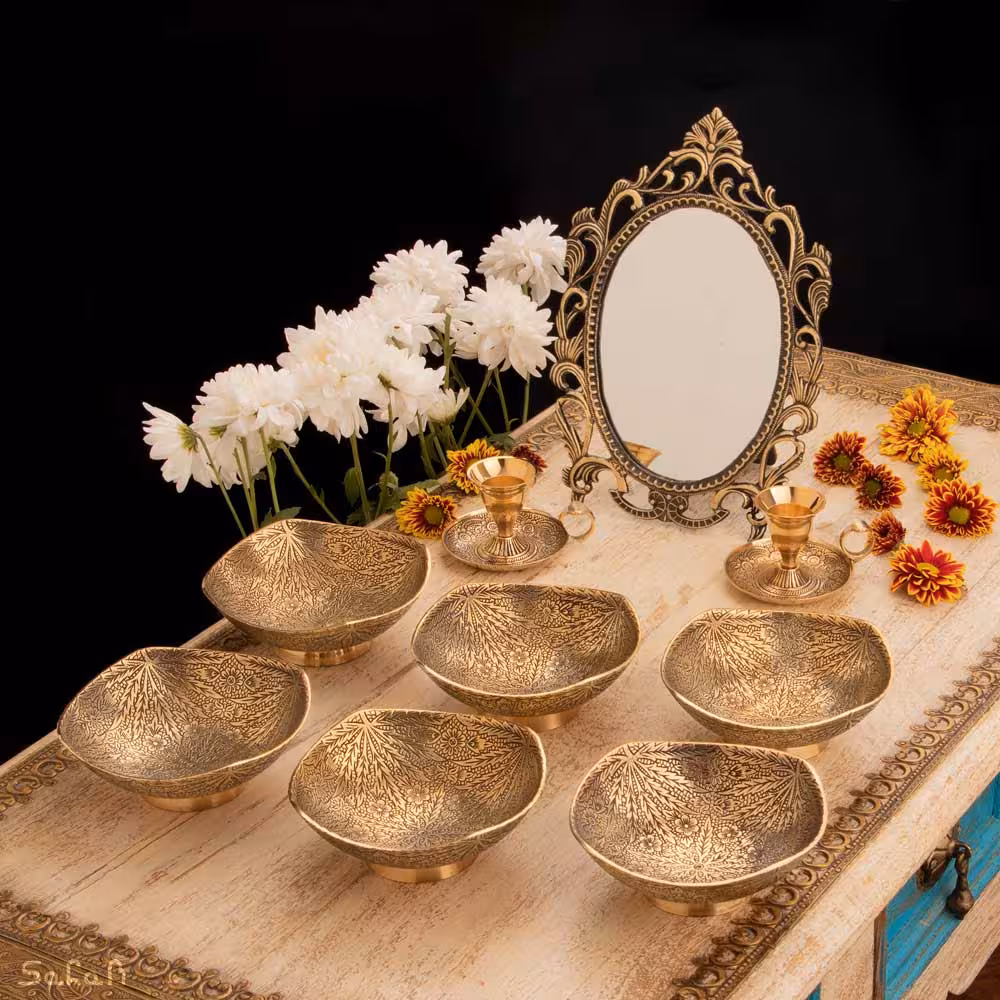 ست هفت سین برنجی طلایی کد 1128