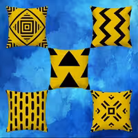 کاور کوسن کد 433 (ست مشکی زرد)