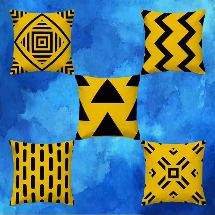 کاور کوسن کد 433 (ست مشکی زرد)