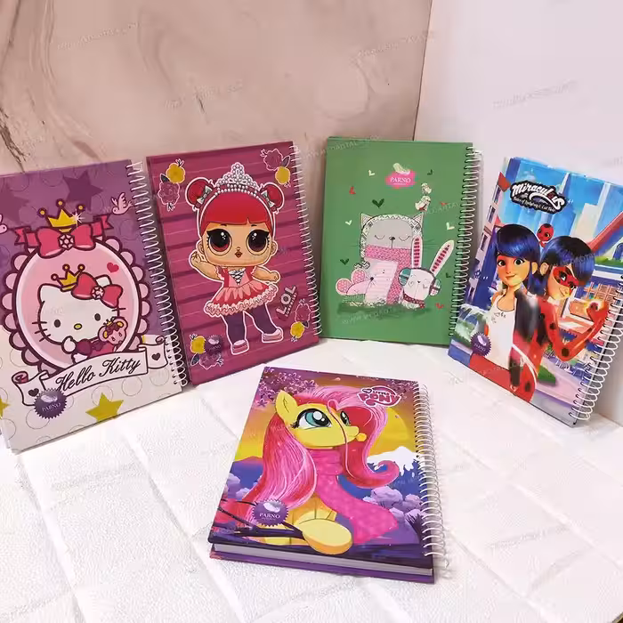 دفتر 100 برگ جلد سخت فانتزی دخترانه پرنو بسته 5 عددی