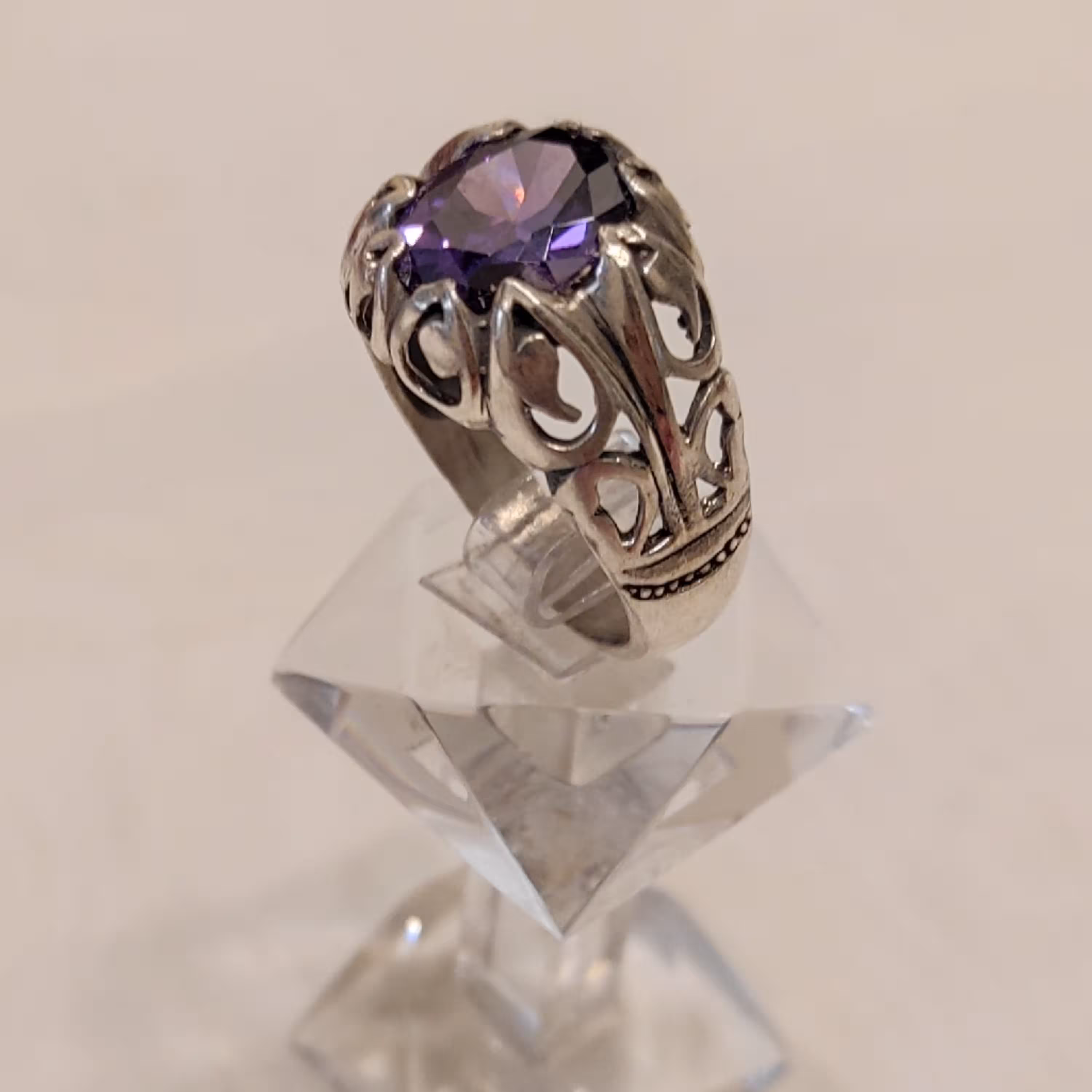 انگشتر نقره مردانه یاقوت بنفش ضخیم