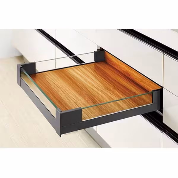 ریل اسلیم شیشه اینر ارتفاع کوتاه با براکت و فرانت شیشه فانتونی | یراقینو | پخش عمده یراق آلات کابینت، کمد و آشپزخانه