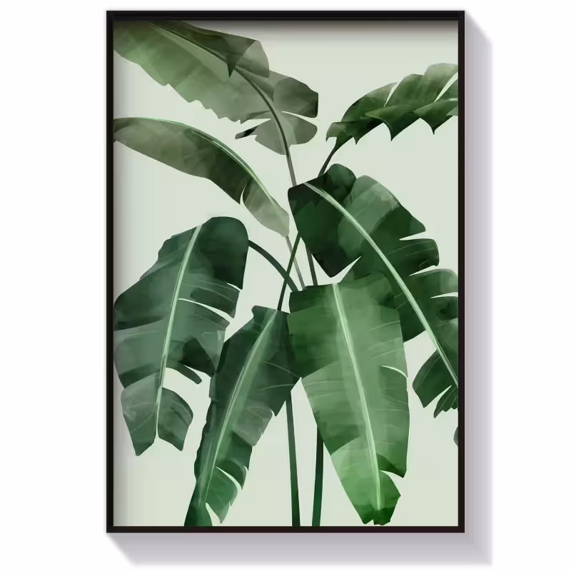 تابلو دکوراتیو طرح برگ با تم سبز کد 102