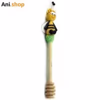 قاشق عسل جنس چوبی کارشده با خمیرپلیمری طرح زنبور عسل