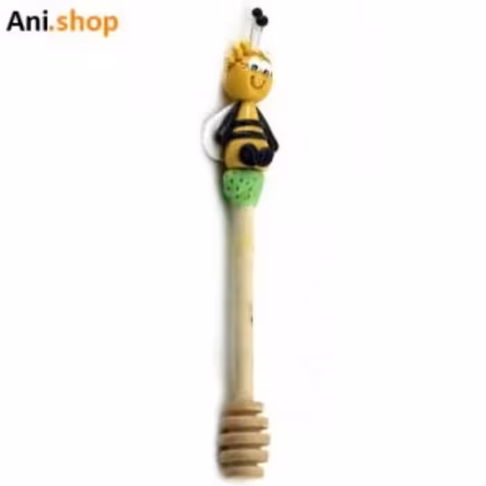 قاشق عسل جنس چوبی کارشده با خمیرپلیمری طرح زنبور عسل