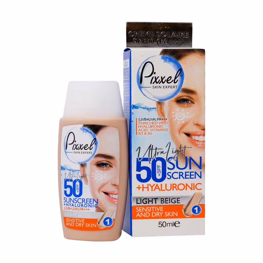 کرم ضد آفتاب SPF50 پیکسل مناسب پوست خشک و حساس حجم 50 میلی لیتر