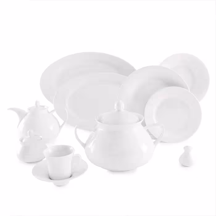 سرویس 108 پارچه چینی زرین سری شهرزاد مدل سفید درجه عالی
