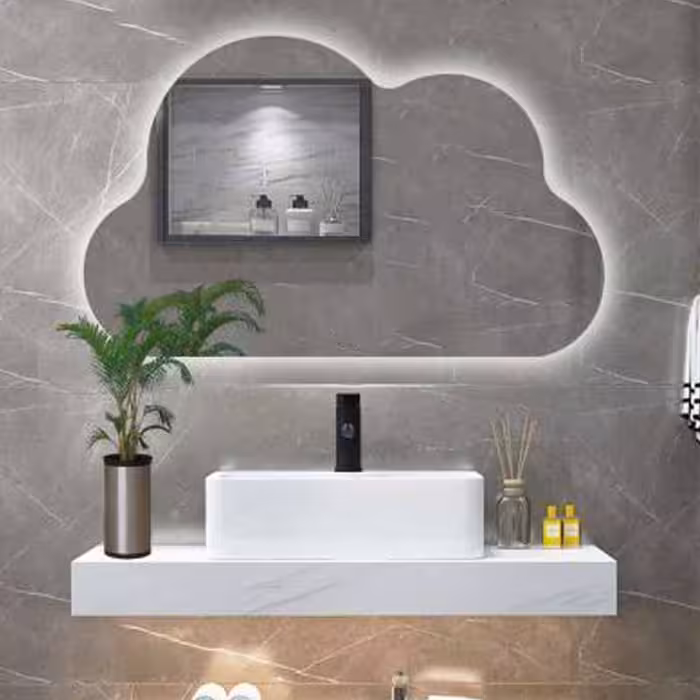 آینه الف مدل بک لایت طرح ابر کد BA-80-70