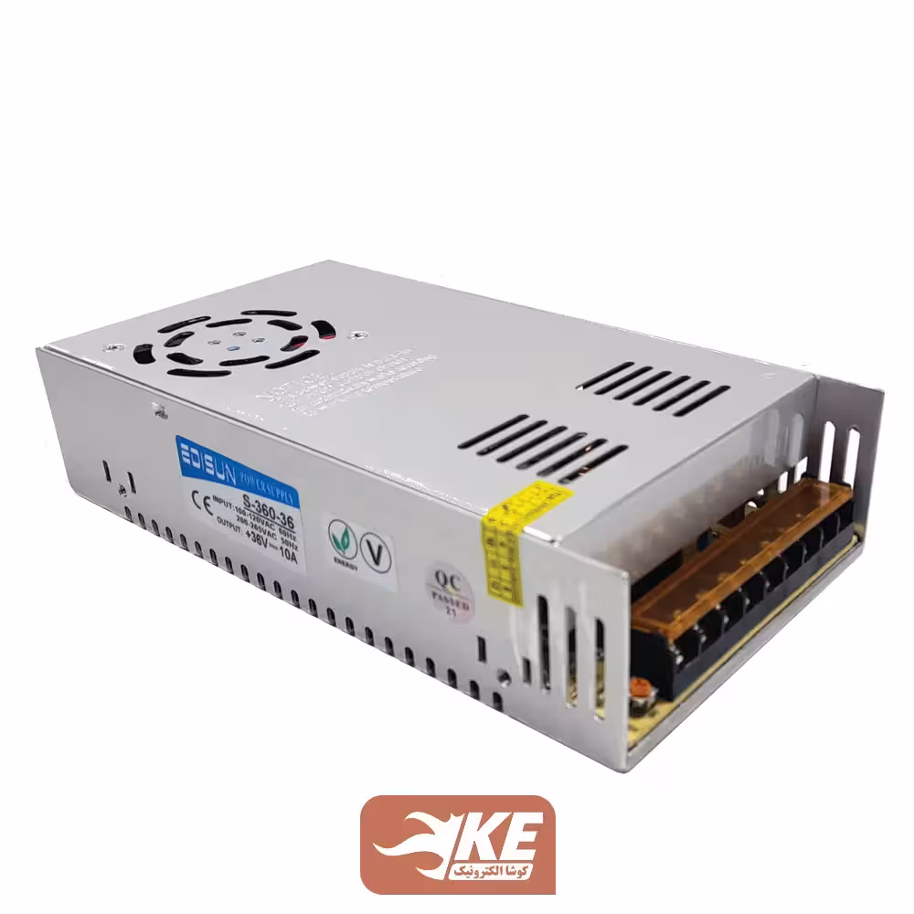 منبع تغذیه کف خواب 36 ولت 10 آمپر فن‌دار ادیسون مدل S-360-36