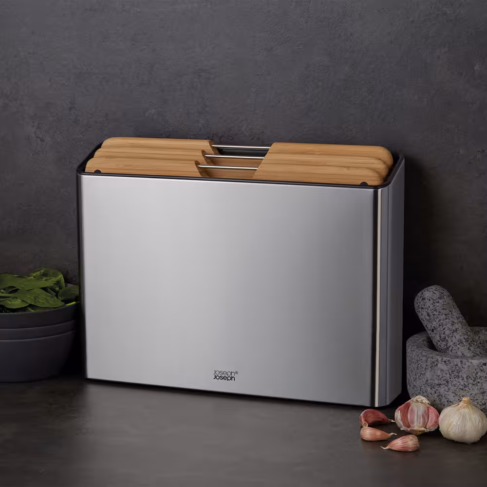 ست تخته برش 4پارچه بامبو با استند استیل جوزف جوزف Joseph Joseph Folio Steel Bamboo Chopping Boards, Set of 4