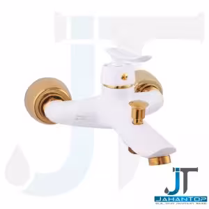 شیر حمام اهرمی سفید طلایی آریانا (مدل کارون)