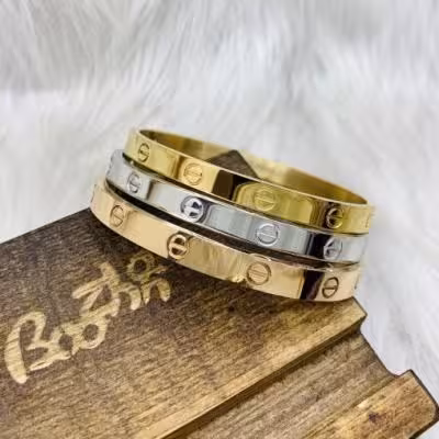 دستبند النگویی کارتیر پهن 3 عددی