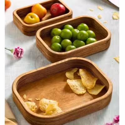 ظرف سه تایی چوبی مستطیل