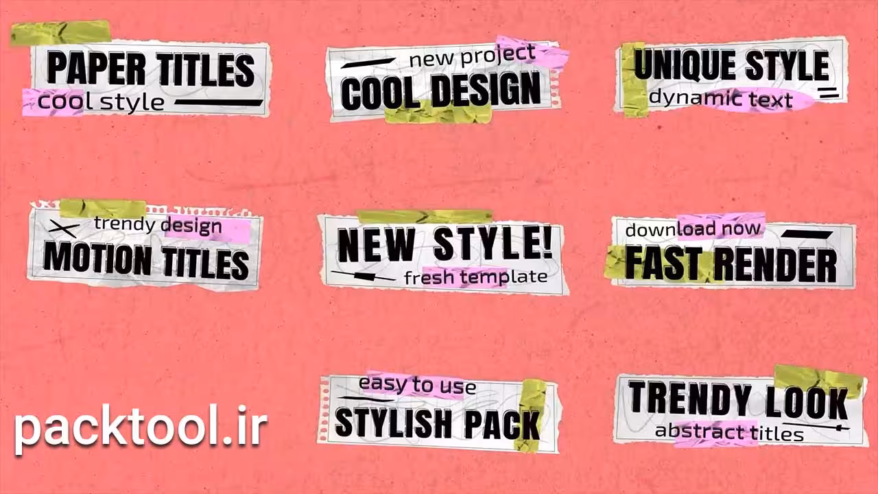 دانلود پروژه آماده عناوین کاغذی غیر معمول افتر افکت Unusual Paper Titles - پک تول