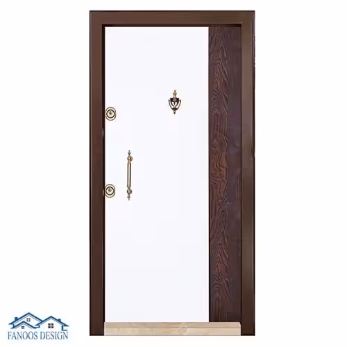 درب ضد سرقت مدل شبکه‌ای فلزی با روکش لمینت کد 1262