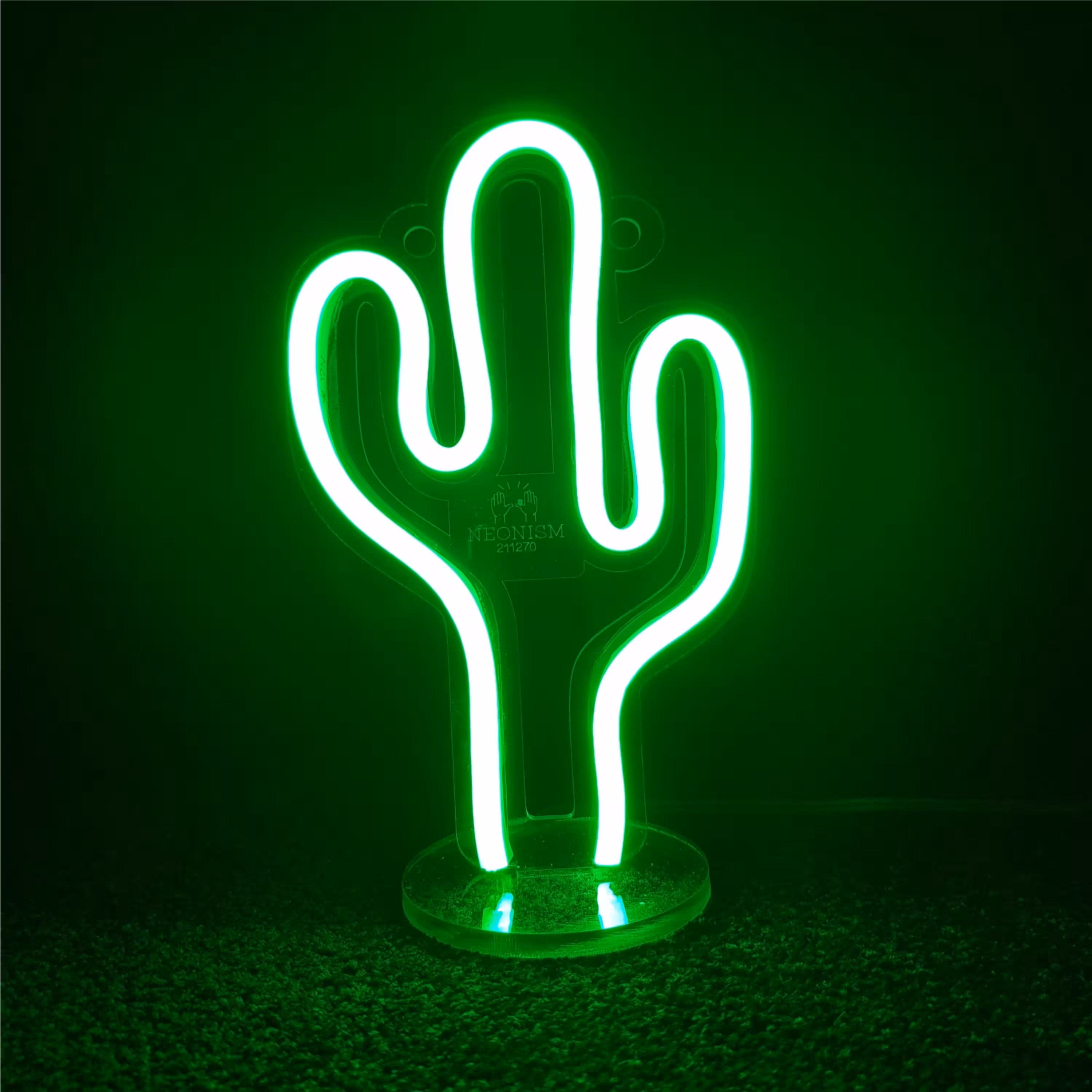 چراغ نئونی طرح کاکتوس پایه دار  سبز